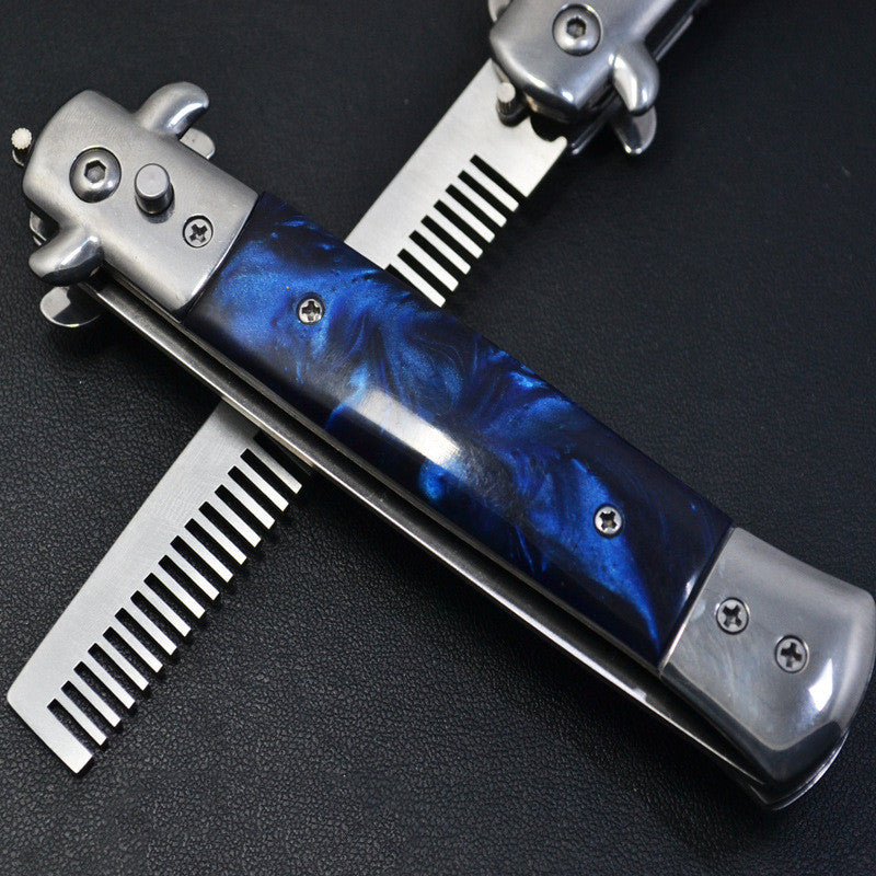 Foldable Comb Pro Automatic Spring Jump Comb Pocket Stainless Steel