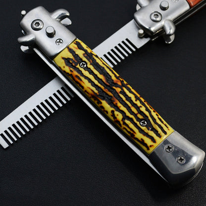 Foldable Comb Pro Automatic Spring Jump Comb Pocket Stainless Steel