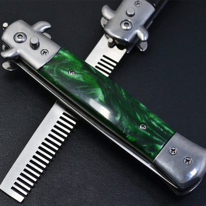 Foldable Comb Pro Automatic Spring Jump Comb Pocket Stainless Steel